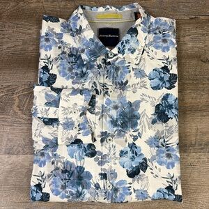 Tommy Bahama Silk / Cotton Long Sleeve Button Down Shirt Size XL